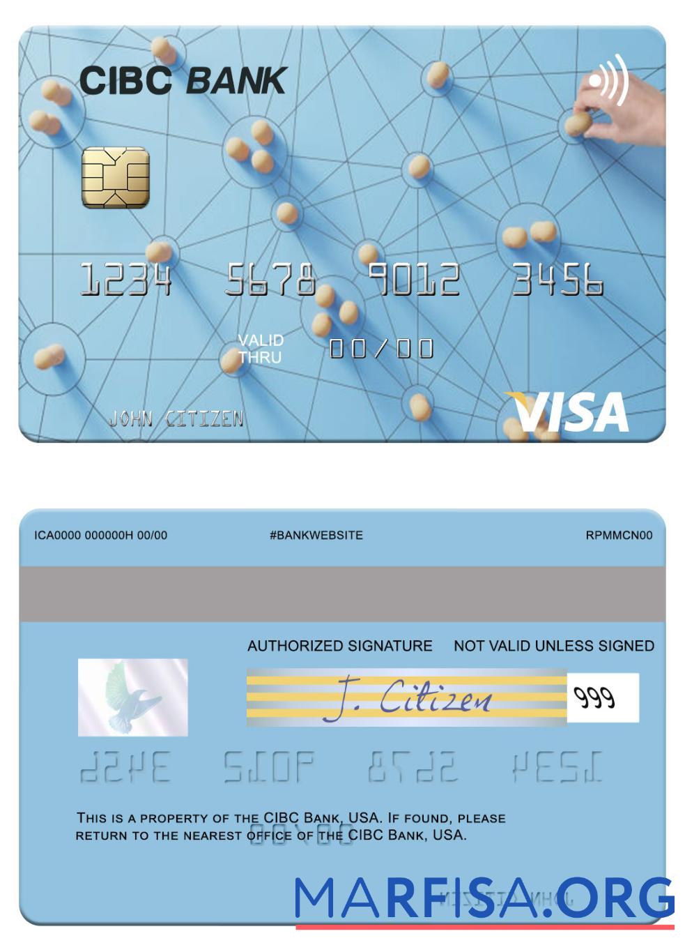 Downloadable USA CIBC Bank visa card example